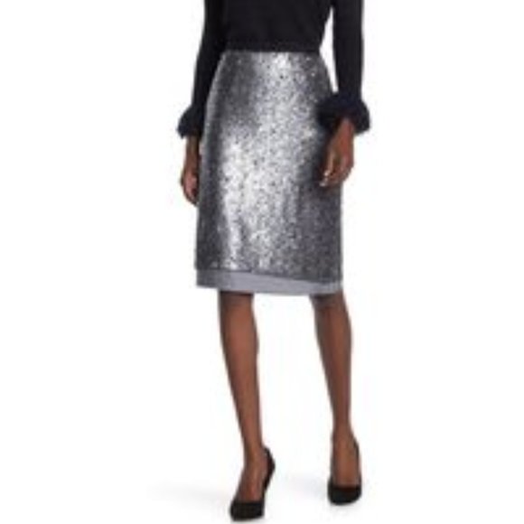 NIC+ZOE Twinkle Night Silvery Sequin Skirt Size 2 New - Picture 3 of 10